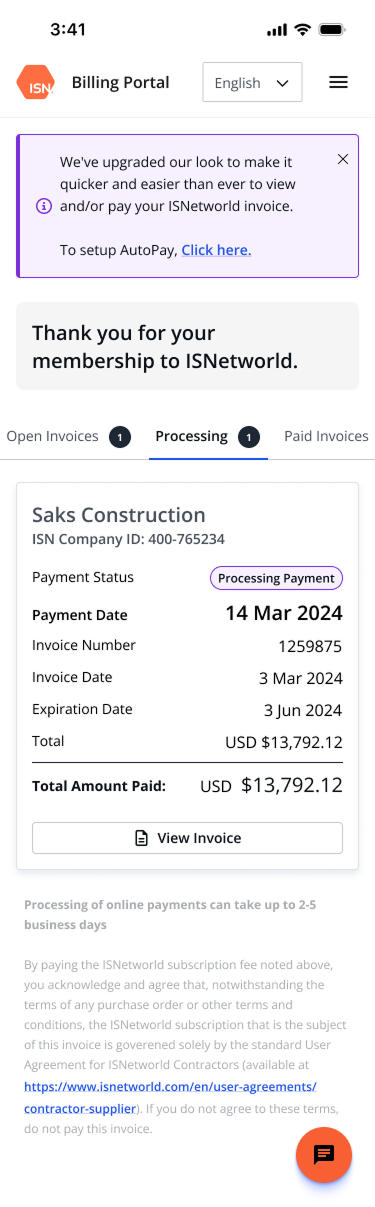 Invoice details — alternate state